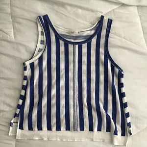 Hazel Blue White Stripe Womens Size Medium Tank Top